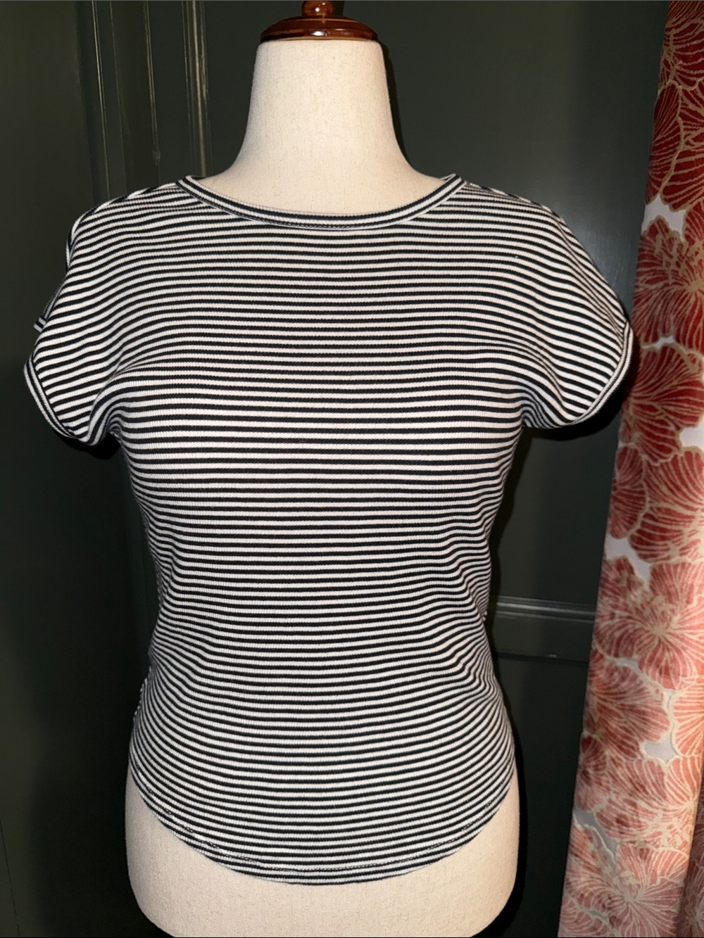 Maeve Black and White Striped Short Sleeve Tee